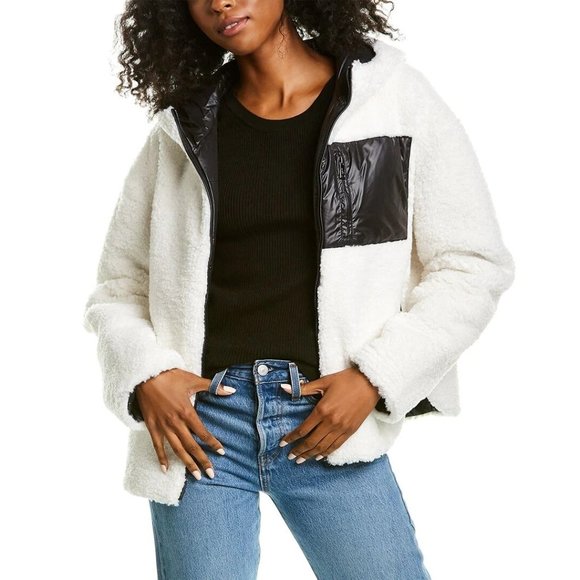 ADRIENNE LANDEAU Reversible Puffer Sherpa Jacket Black / White - NWT - M - Picture 6 of 6